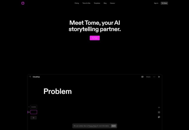 Screenshot of Tome from https://beta.tome.app/