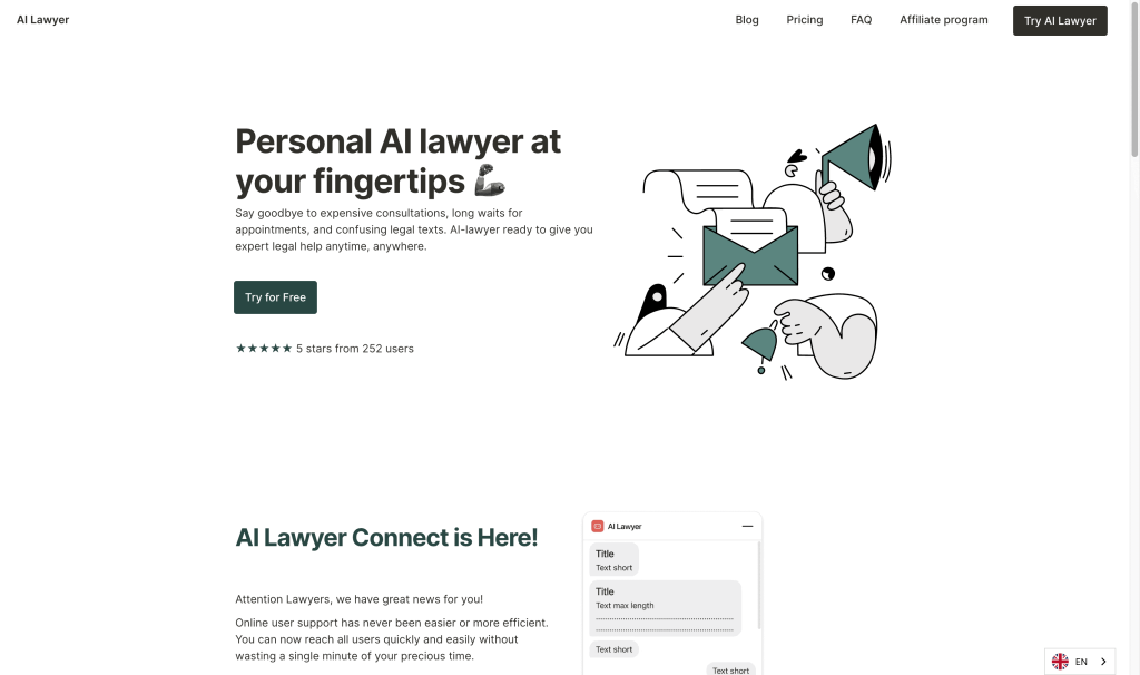 Screenshot of AI-Lawyer from https://ailawyer.pro/