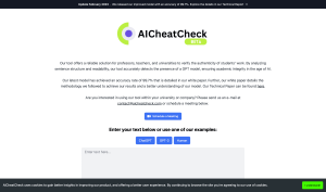 Screenshot of AICheatCheck from https://www.aicheatcheck.com/