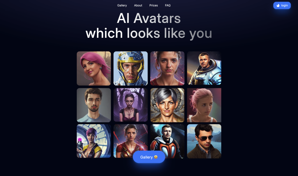 Screenshot of AI Portrait Generator from https://portret.ai/