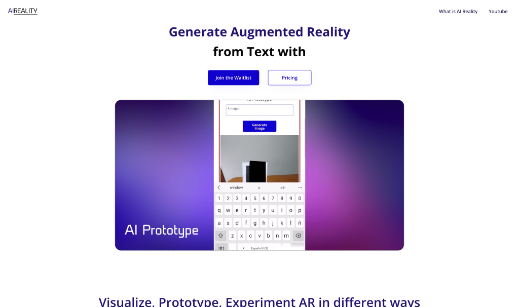 Screenshot of AI Reality from https://aireality.tech/