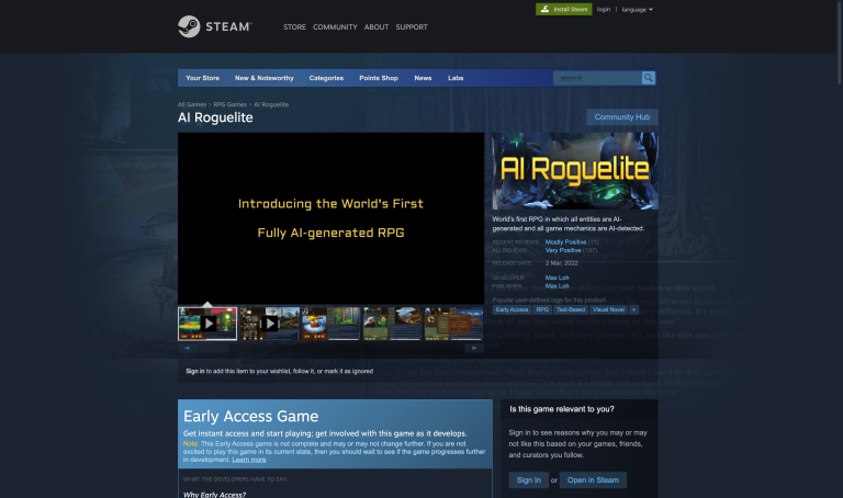 Screenshot of AI Roguelite from https://store.steampowered.com/app/1889620/AI_Roguelite/