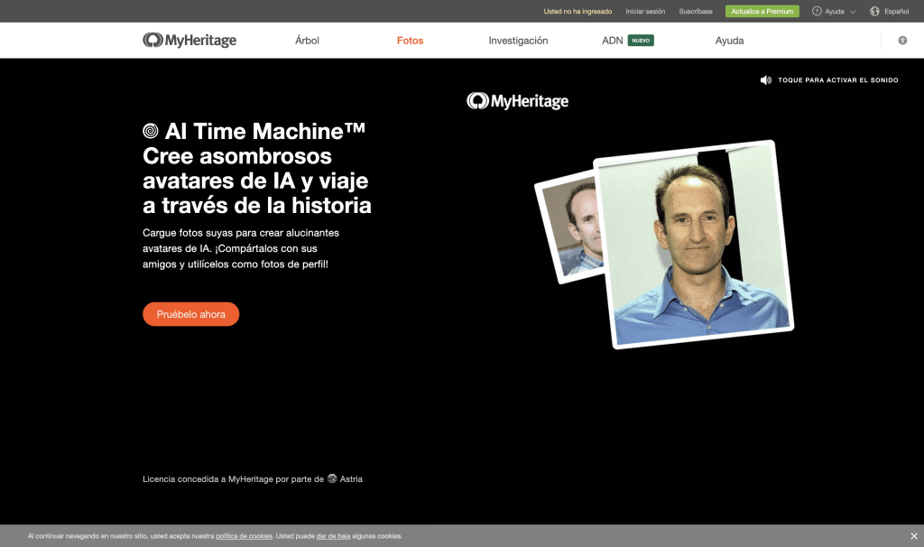 Screenshot of AI Time Machine from https://www.myheritage.com/ai-time-machine