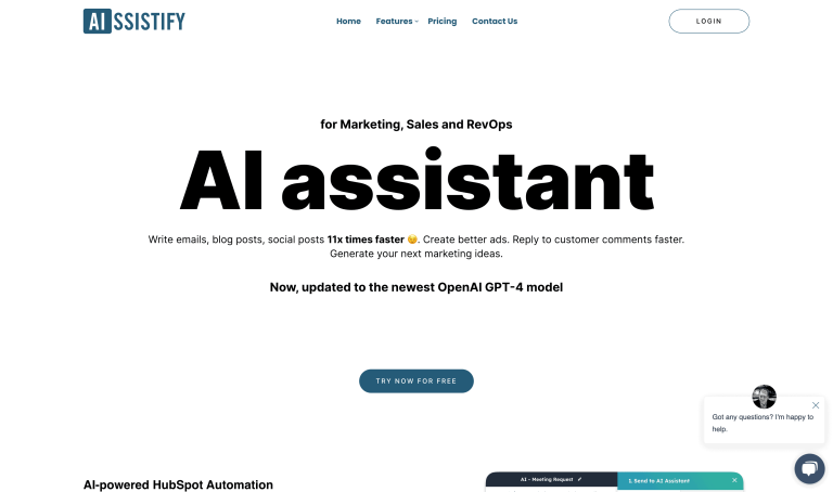 Screenshot of AIssistify from https://aissistify.com/