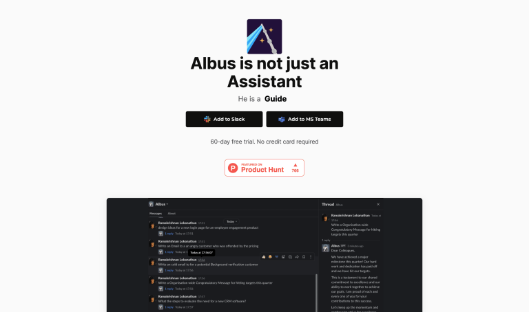 Screenshot of Albus from https://springworks.in/albus/