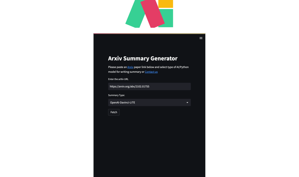 Screenshot of Arxiv Summary Generator from https://chatgptai.me/