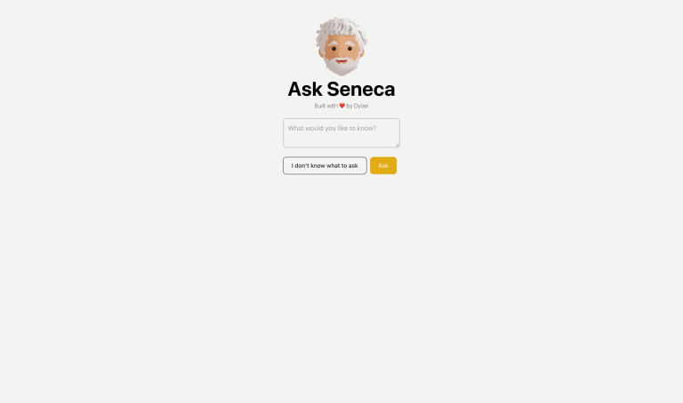 Screenshot of Ask Seneca from https://seneca.dylancastillo.co/
