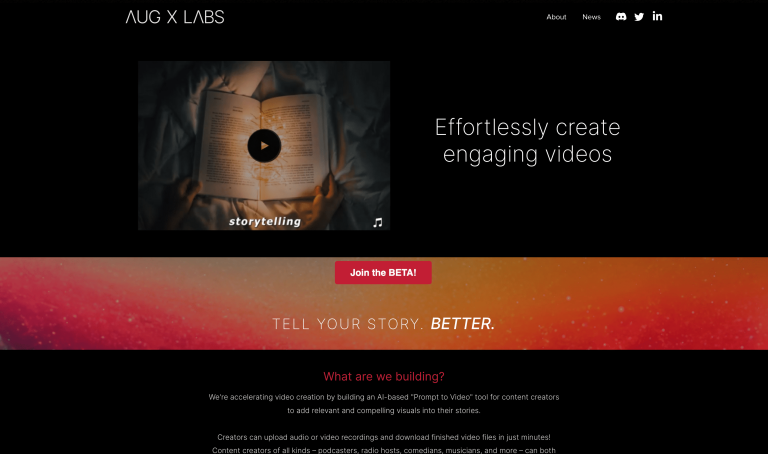 Screenshot of Aug X Labs from https://www.augxlabs.com/