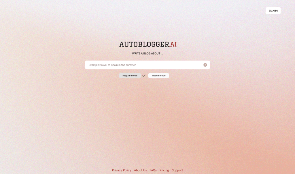 Screenshot of Autoblogger.ai from https://www.autoblogger.ai/