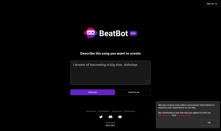Screenshot of BeatBot from https://beatbot.fm/