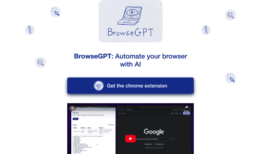 Screenshot of BrowseGPT from https://browsegpt.ai/