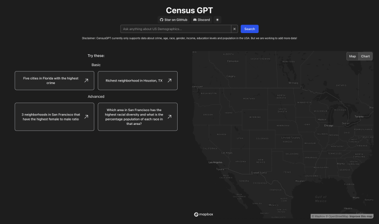 Screenshot of Census GPT from https://censusgpt.com/