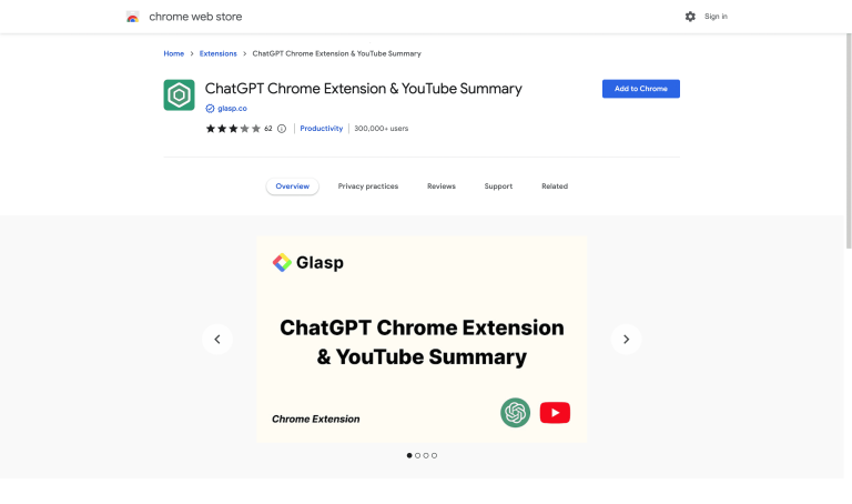 Screenshot of ChatGPT for Chrome from https://chrome.google.com/webstore/detail/chatgpt-chrome-extension/cdjifpfganmhoojfclednjdnnpooaojb