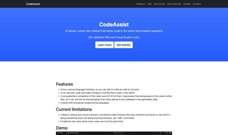 Screenshot of Code Assist from https://www.codeassist.tech/