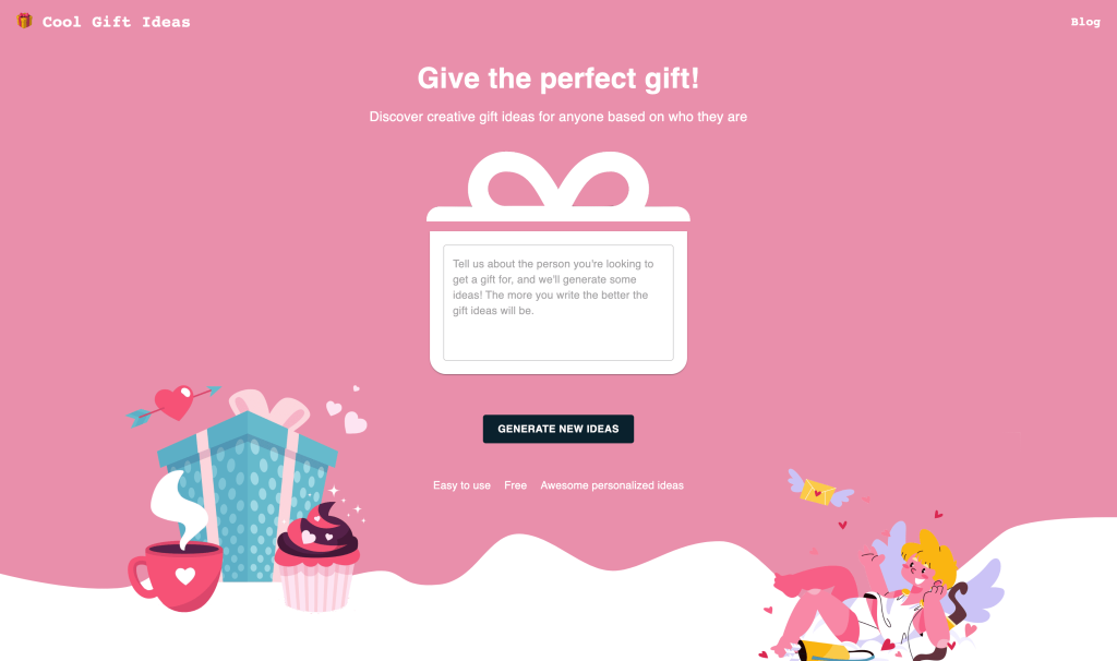 Screenshot of Cool Gift Ideas from https://www.coolgiftideas.io/?l=p