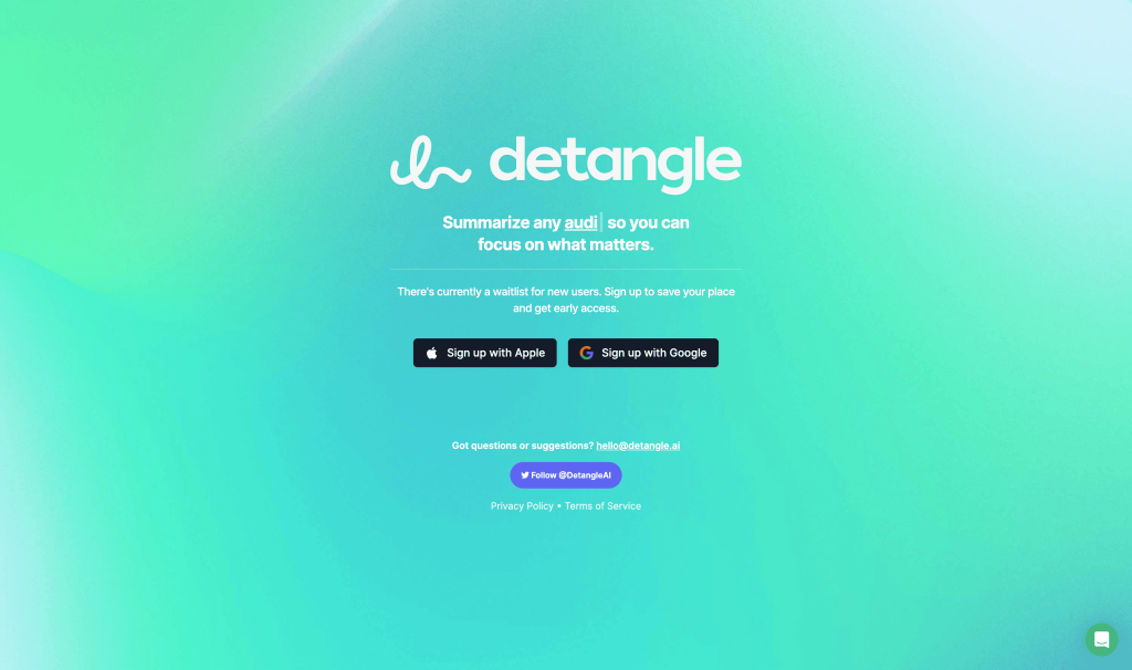 Screenshot of Detangle AI from https://detangle.ai/