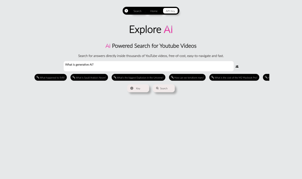 Screenshot of Explore AI from https://exploreai.vercel.app/