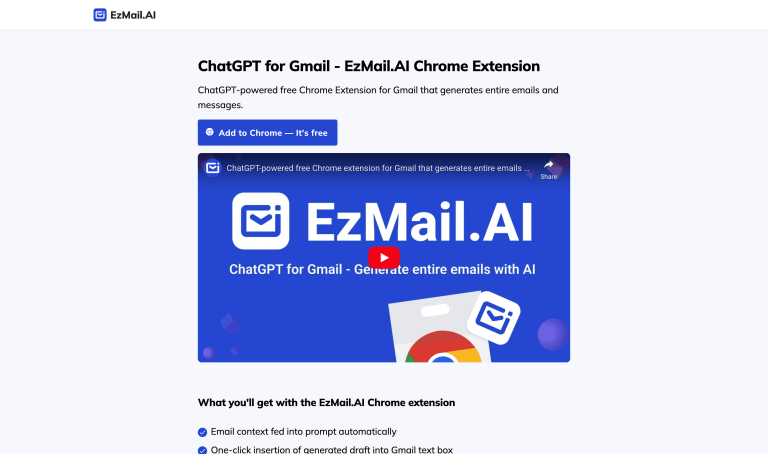 Screenshot of EzMail.AI from https://www.ezmail.ai/