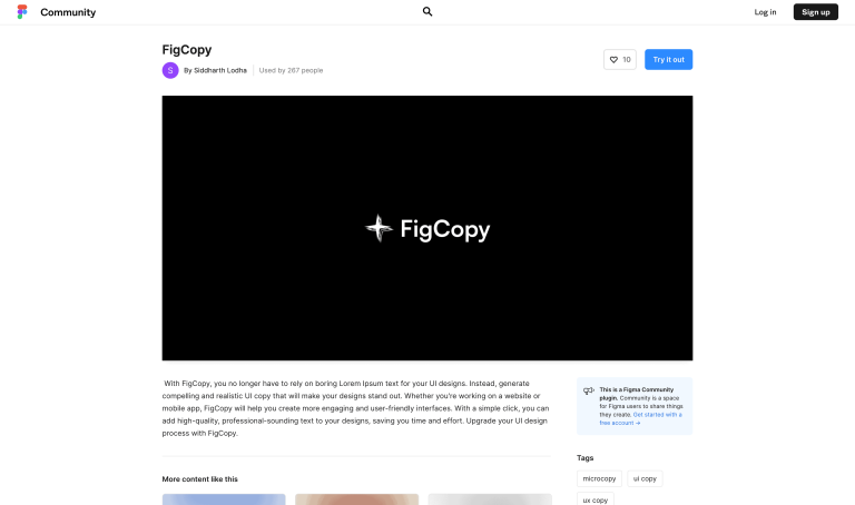 Screenshot of FigCopy from https://www.figma.com/community/plugin/1193862725329562677