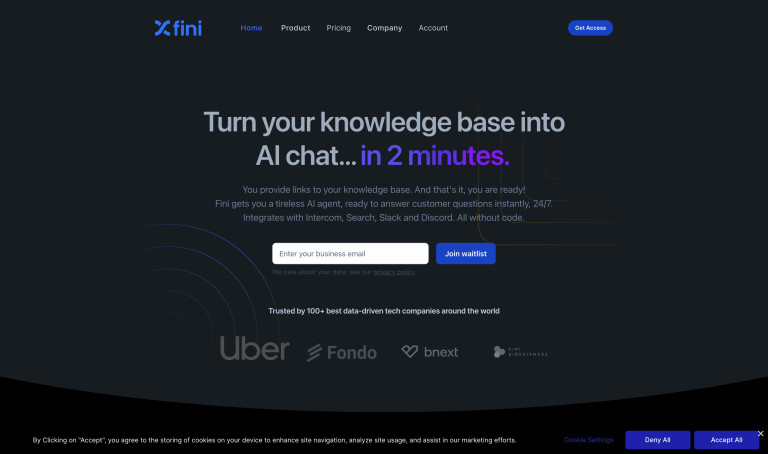 Screenshot of Fini from https://www.usefini.com/