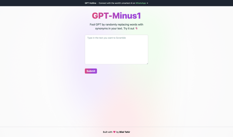 Screenshot of GPT-Minus1 from https://gptminus1.vercel.app/