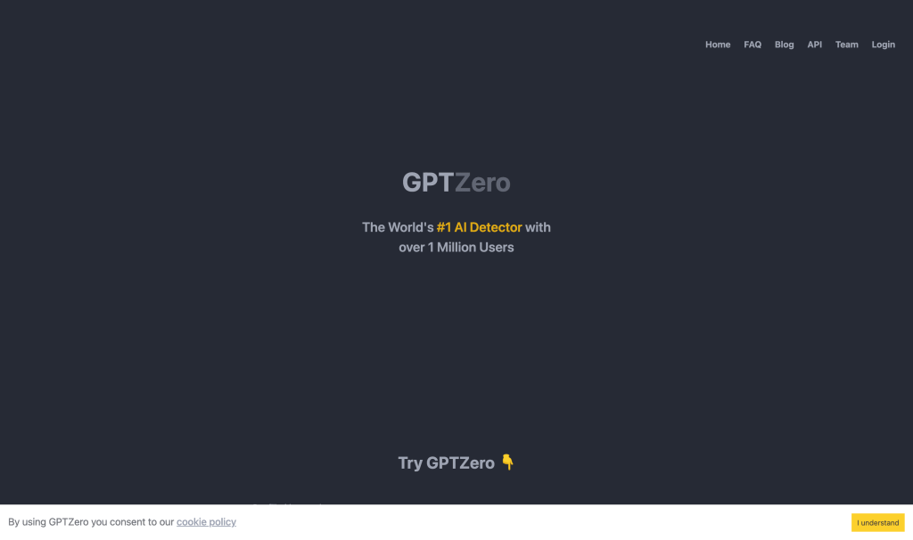 Screenshot of GPTZero from https://gptzero.me/