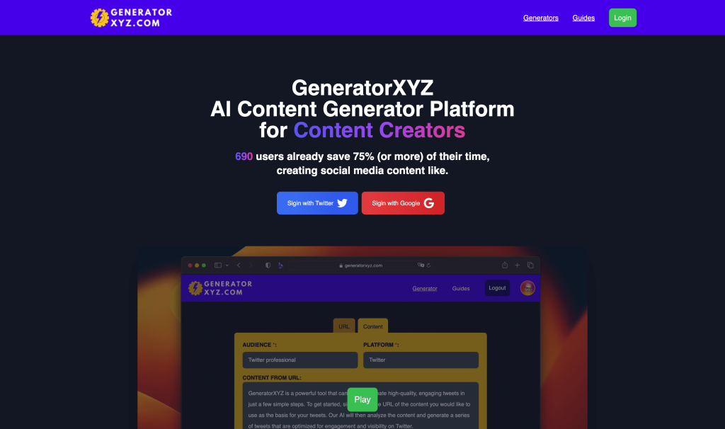 Screenshot of Generator XYZ from https://www.generatorxyz.com/