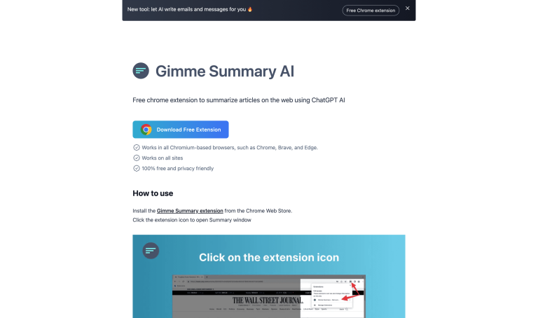Screenshot of Gimme Summary AI from https://gimmesummary.ai/