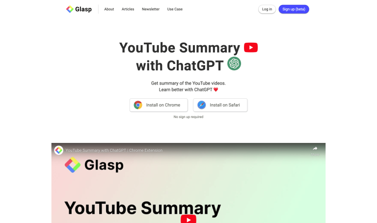 Screenshot of Glasp YouTube Summarizer from https://glasp.co/youtube-summary
