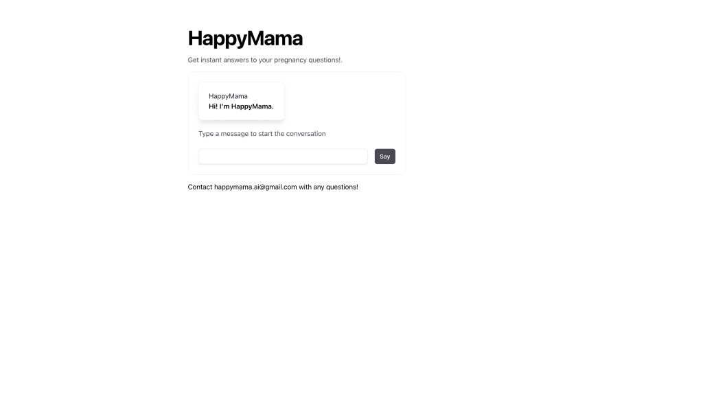 Screenshot of Happy Mama from https://happy-mama.vercel.app/