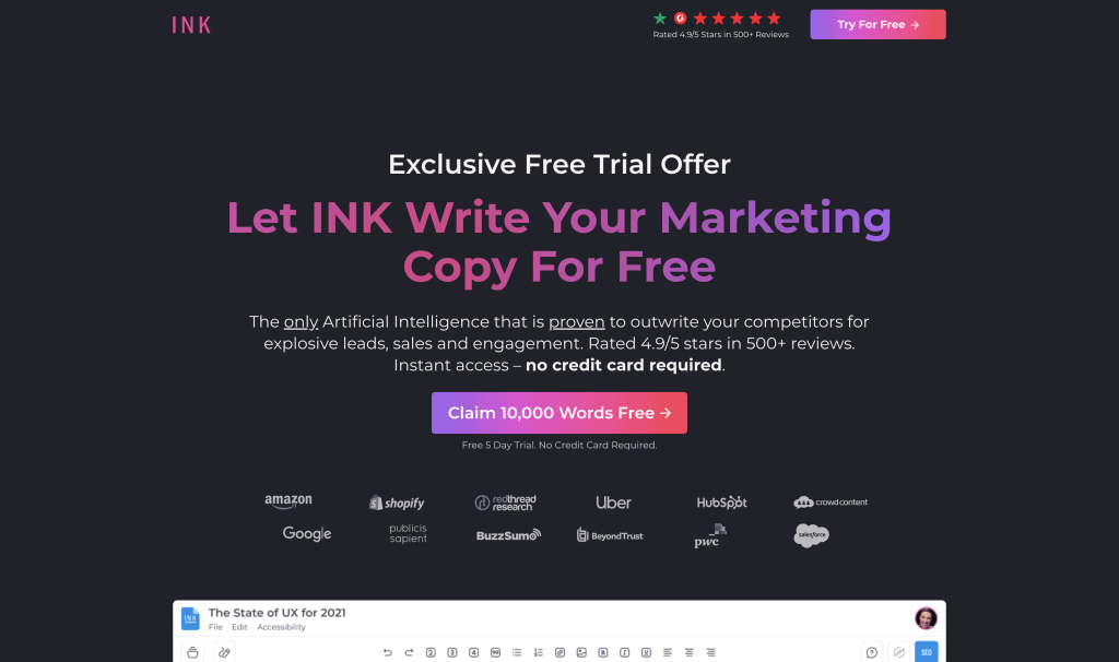 Screenshot of INK from https://inkforall.com/free-trial/