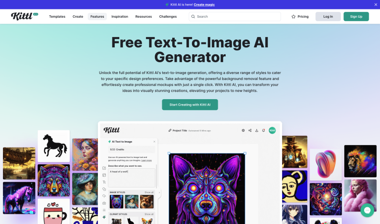 Screenshot of Kittl from https://www.kittl.com/feature/ai-text-to-image