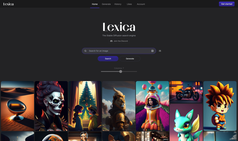 Screenshot of Lexica Art from https://lexica.art/