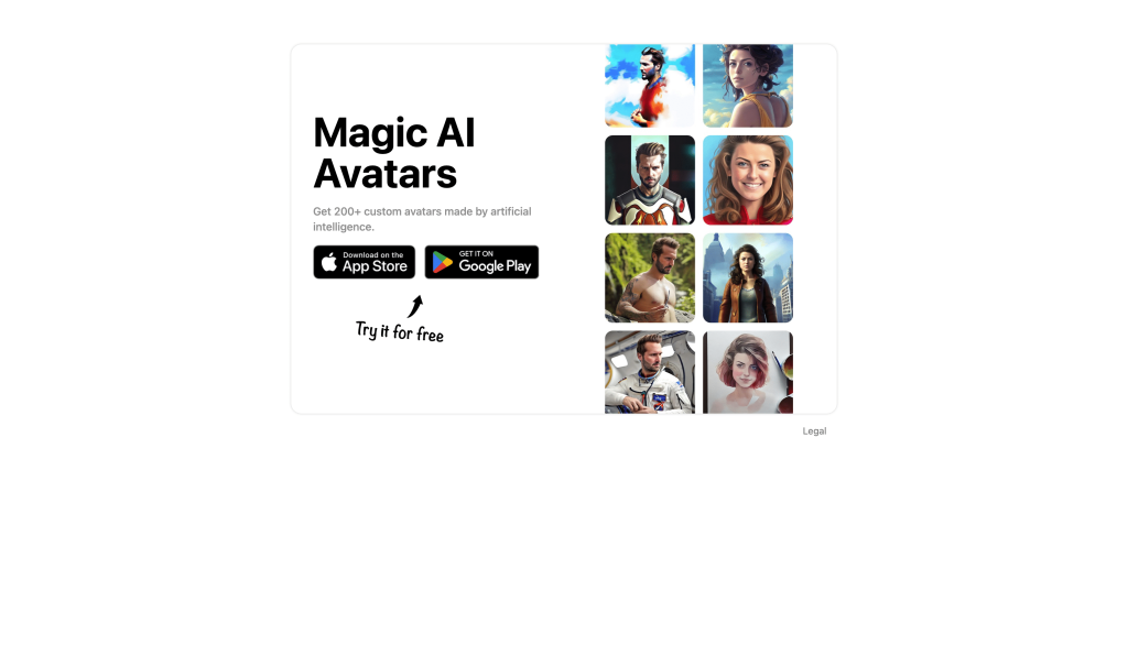 Screenshot of Magic AI Avatars from https://magicaiavatars.com/