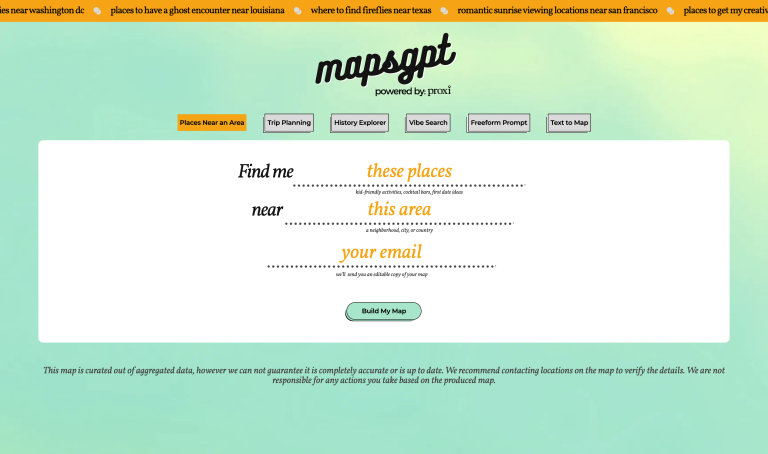 Screenshot of MapsGPT from https://www.mapsgpt.com/