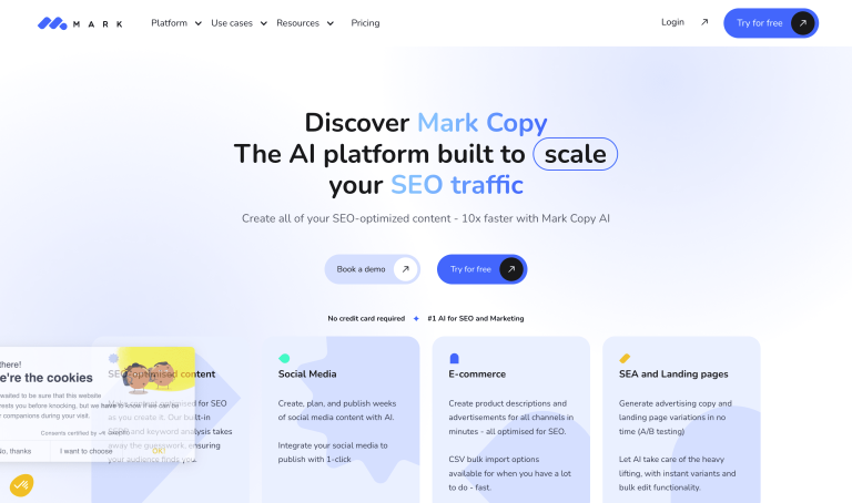 Screenshot of Mark Copy AI from https://www.markcopy.ai/