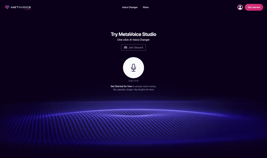 Screenshot of MetaVoice Studio from https://studio.themetavoice.xyz/