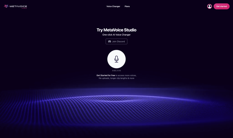 Screenshot of MetaVoice Studio from https://studio.themetavoice.xyz/