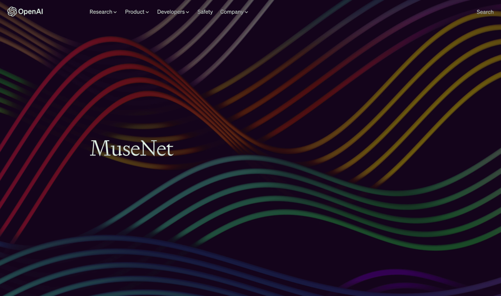 Screenshot of Musenet (OpenAI) from https://openai.com/blog/musenet/