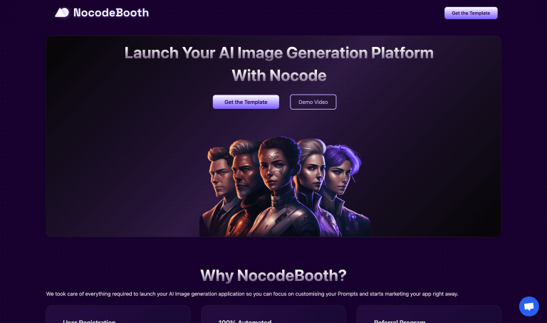 Screenshot of NocodeBooth from https://www.nocodebooth.com/