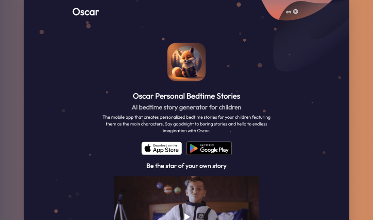 Screenshot of Oscar from https://oscarstories.com/