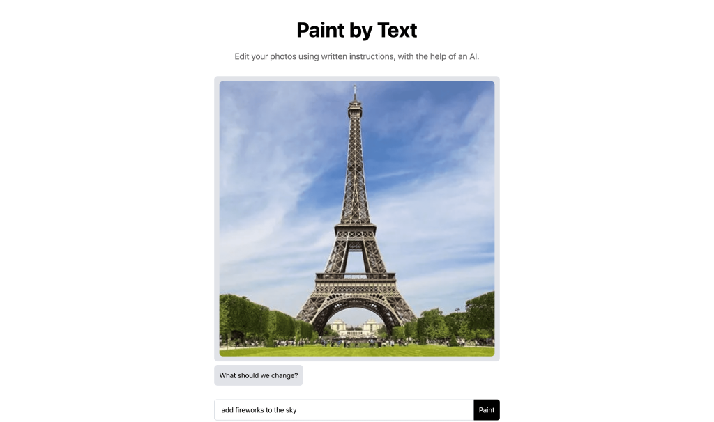 Screenshot of Paint by Text from https://paintbytext.chat/