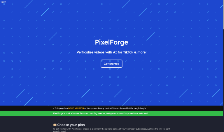 Screenshot of PixelForge from https://pixelforge.art/