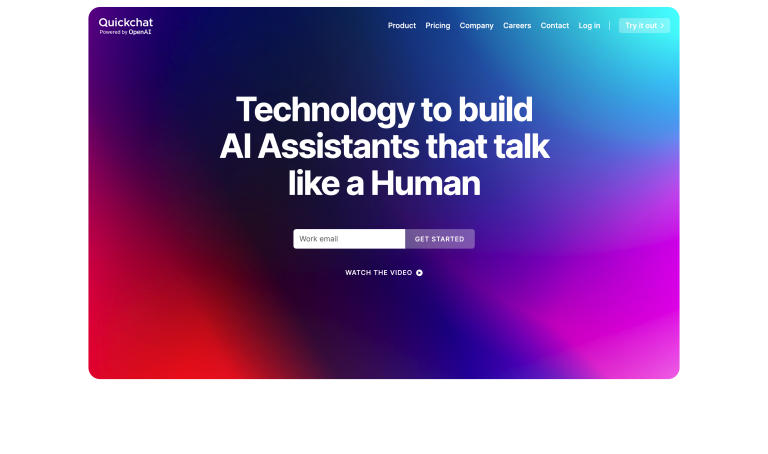Screenshot of Quickchat AI from https://quickchat.ai/