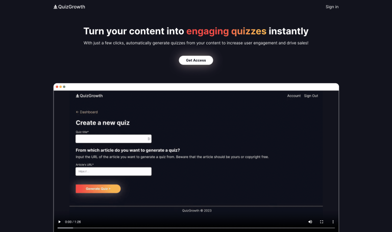 Screenshot of QuizGrowth from https://quizgrowth.com/