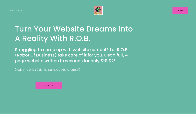 Screenshot of R.O.B. (Robot Of Business) from https://www.robotofbusiness.com/
