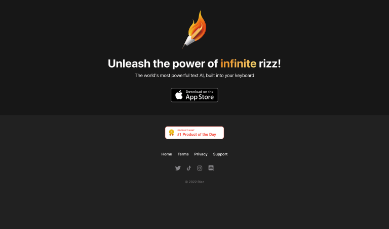 Screenshot of Rizz! Keyboard from https://rizzai.com/