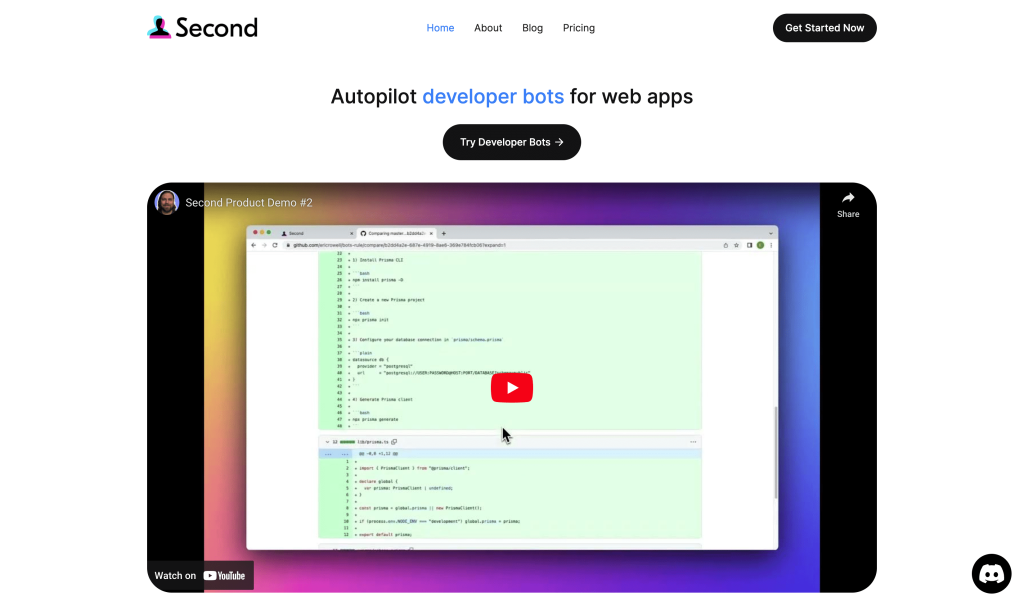 Screenshot of Second Home from https://www.second.dev/
