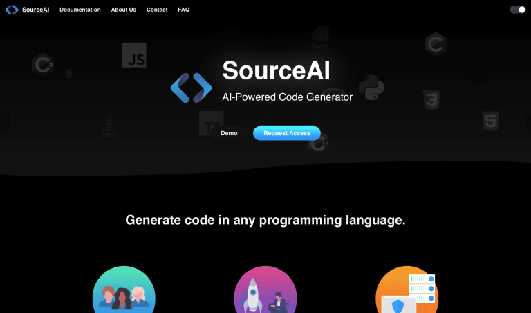 Screenshot of SourceAI from https://sourceai.dev/