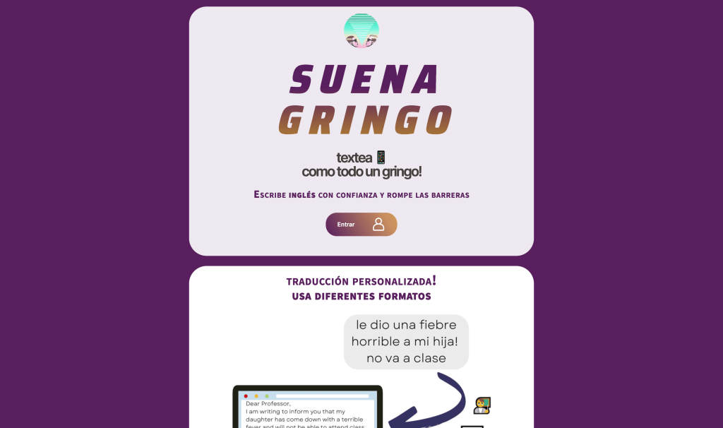 Screenshot of SuenaGringo from https://suenagringo.com/